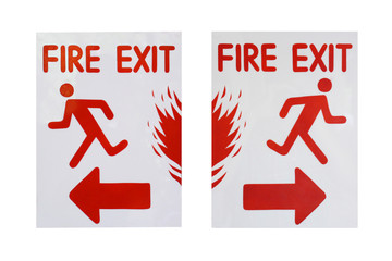 left and right sign of "fire exit" text