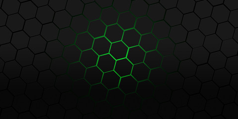 black and green hexagons modern background illustration