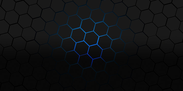 black and blue hexagons modern background illustration