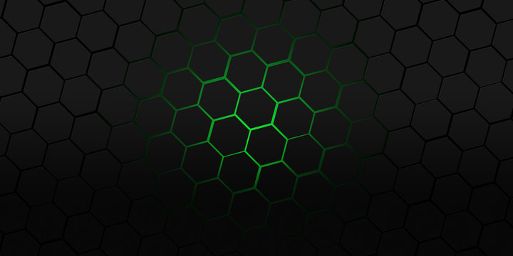 black and green hexagons modern background illustration