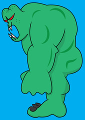 angry snarling green alien monster