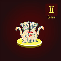 Gemini zodiac sign in the form of cute cats