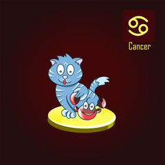 cancer zodiac sign in the form of cute cat