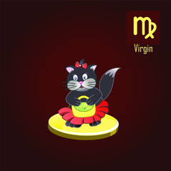 virgin zodiac sign in the form of cute cat