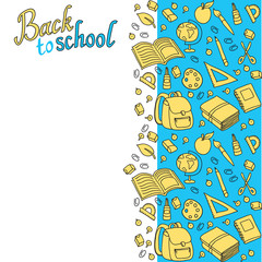 Seamless pattern with set of different school things
