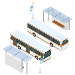 Bus and shelter.