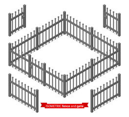 Isometric metal fence and gate