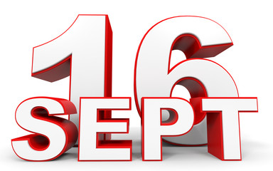 September 16. 3d text on white background. - Powered by Adobe