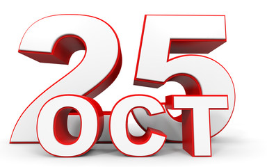 October 25. 3d text on white background.