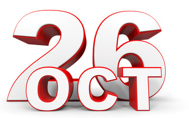 October 26. 3d text on white background.