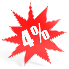 Discount 4 percent off. 3D illustration.