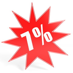 Discount 7 percent off. 3D illustration.