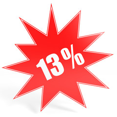 Discount 13 percent off. 3D illustration.