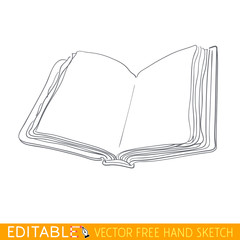 Closed book. Editable vector graphic in linear style.