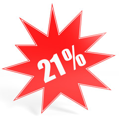Discount 21 percent off. 3D illustration.