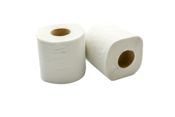 Toilet paper roll isolated on white background