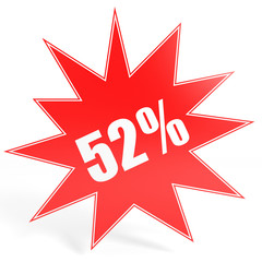 Discount 52 percent off. 3D illustration.