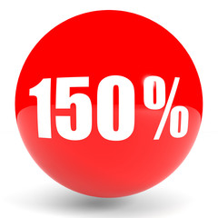 Discount 150 percent off. 3D illustration.