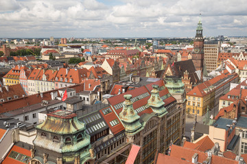 Fototapeta na wymiar Wrocław, widok z góry na stare miasto
