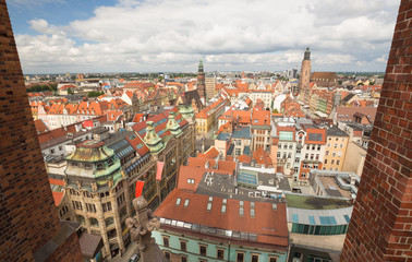 Wrocław, widok z góry na stare miasto