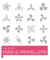Vector Fans and propellers icon set