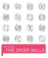 Vector Fire sport balls icon set