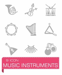 Vector Music instruments icon set