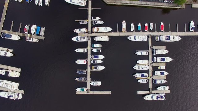 Aerial view of marina full yachts and boats