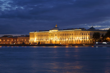 Night view of St Petersburg. Building of Academy of Arts.
