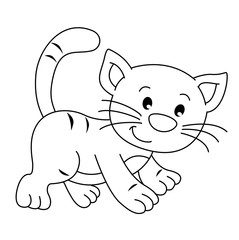 Coloring book with animals farm, cat vector