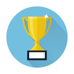 Trophy Cup Flat Icon with Long Shadow