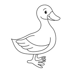 Coloring book with animals farm, duck vector