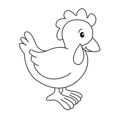 Coloring book with animals farm, hen vector