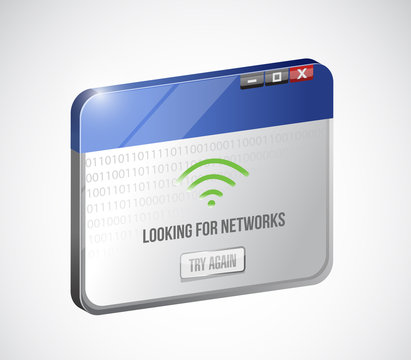 browser looking for networks message sign concept
