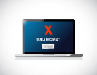 computer unable to connect message sign concept
