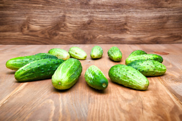 Mini cucumbers on table
