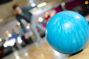Closeup of a bowling ball