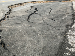 asphalt road cracked and broken texture