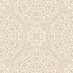 Seamless background of light beige color in the style of Damascus  - 116416444