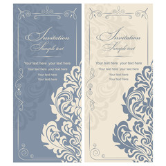 Wedding Invitation card Baroque blue and beige - 116416459