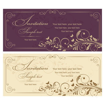 Wedding Invitation card Baroque vinous and gold