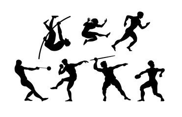 Fototapeta na wymiar athletics silhouette in black color on white background