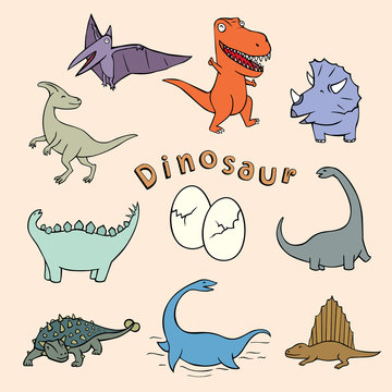 dinosaur cartoon action vector illustration