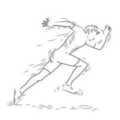 Obraz na płótnie Canvas Runner in Action, Runner Sport Motion, Start Concept, Hand Drawn Sketch