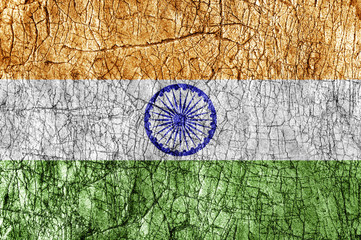 Fototapeta na wymiar Grudge stone painted India flag