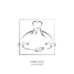 Dress Sketch. Fashion clothing logo. Vector