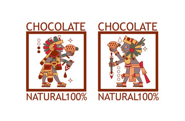 sketch drawing aztec cacao bean, leaves, nibs, pattern for choco