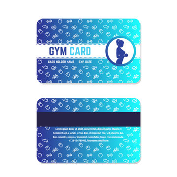 fitness club, gym card design, blue on white