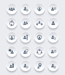 Human resources icons, hrm, personnel management, HR