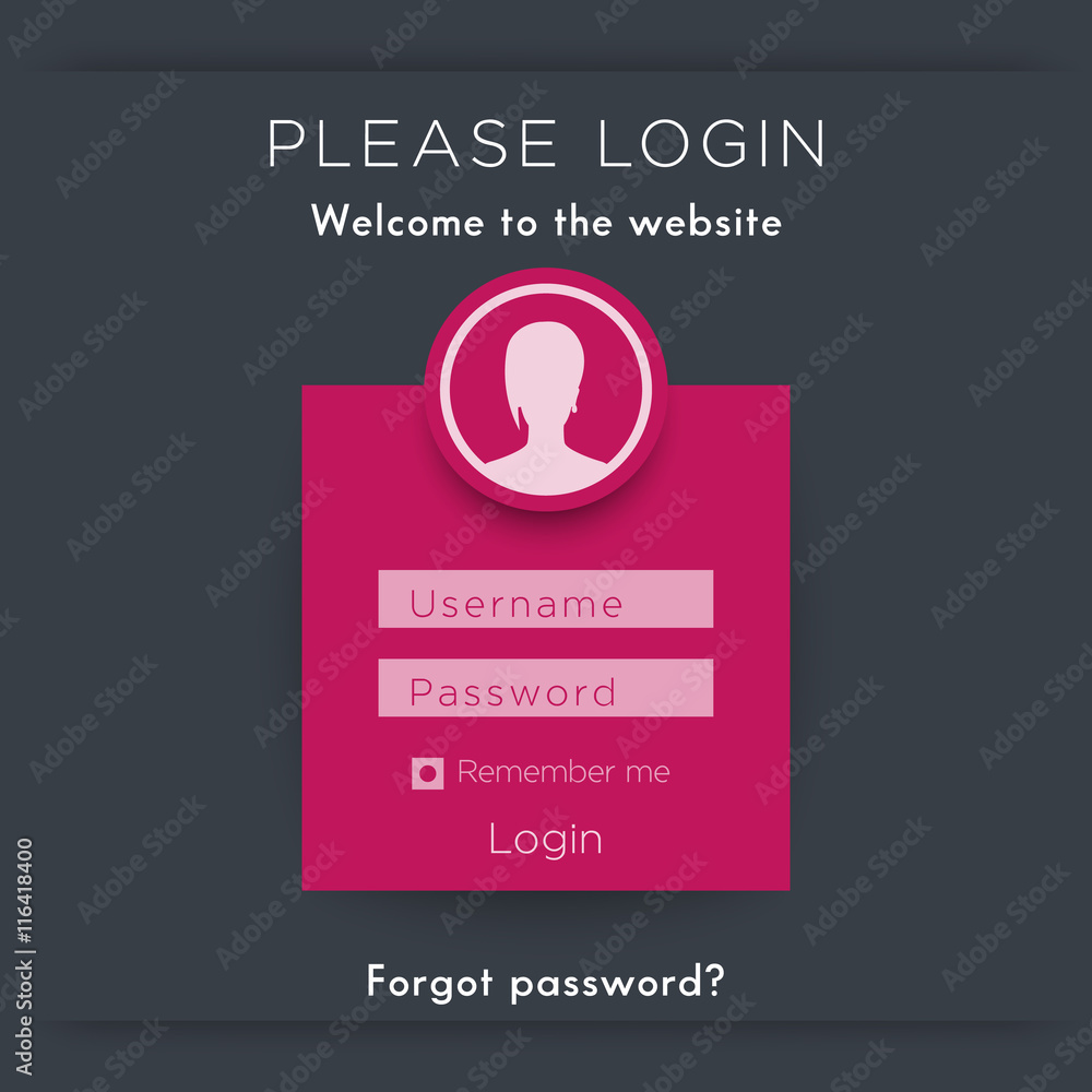 Poster login window template, log in page design